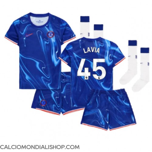 Maglie da calcio Chelsea Romeo Lavia #45 Prima Maglia Bambino 2024-25 Manica Corta (+ Pantaloni corti)